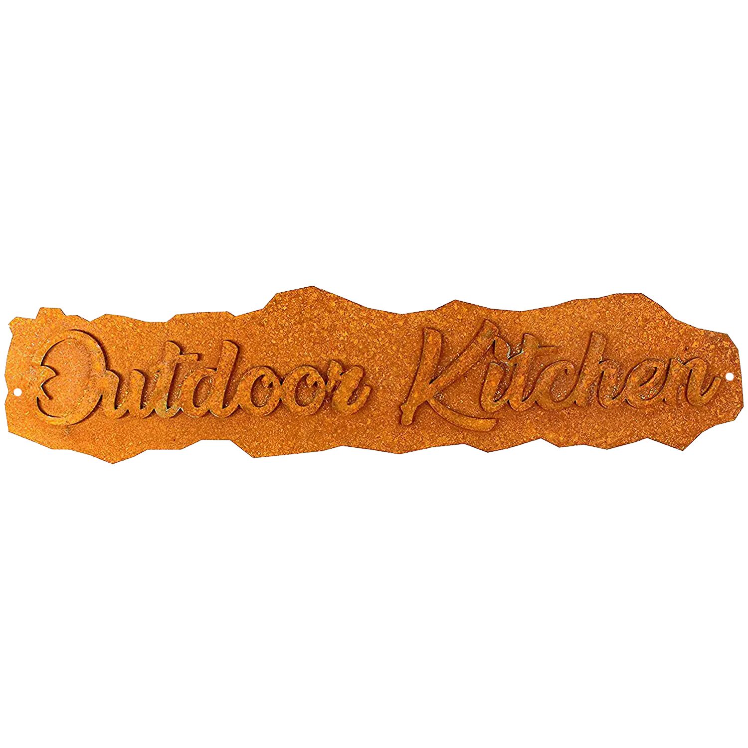 Schild » 3D Outdoor Kitchen «, Edelrost, 72 x 17 cm